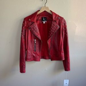 Lena Gabrielle Studded Vegan Leather Moto Jacket
